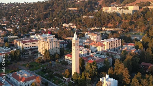 Aerial video of the UC Berkeley campus and Sather Tower