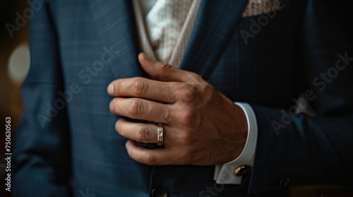 A close-up of a man s adorned hand. Generative Ai