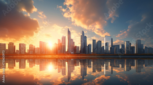 Cityscape with skyscraper building. Morning Sunlight © Rimsha