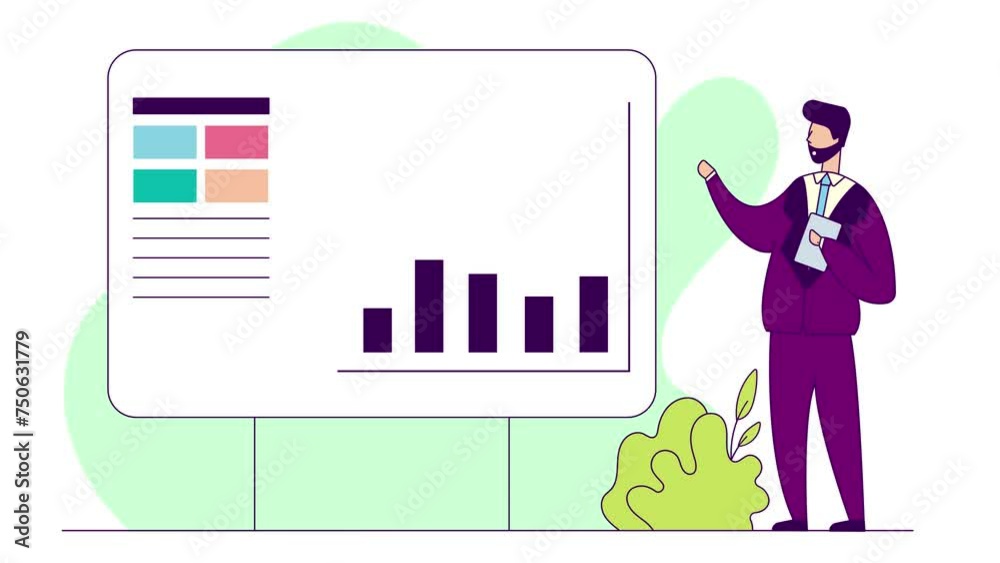 Business presentation Animation, flat animated cartoon