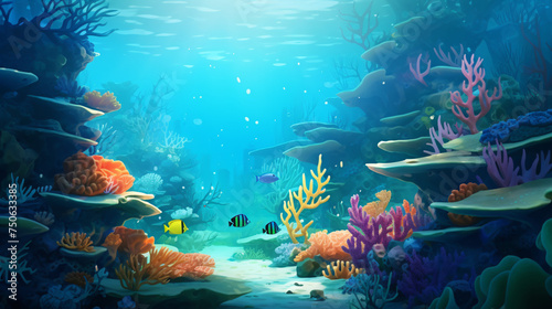 Coral reef background underwater marine life ecosy