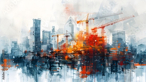 Abstract City Construction with Colorful Compositions