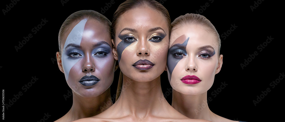 Obraz premium Diverse Beauty Women Showcasing Unity in Fashion Wallpaper Background Poster Card Brainstorming Fabric Model