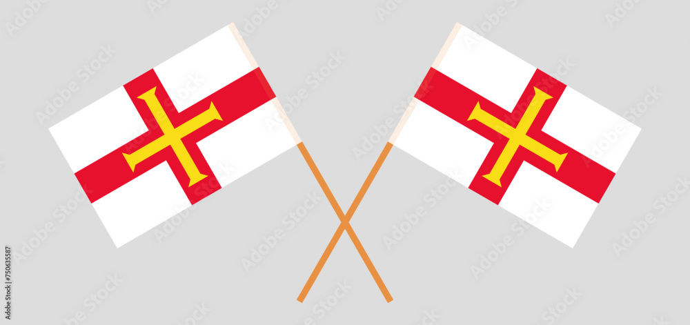 Crossed flags of Bailiwick of Guernsey. Official colors. Correct proportion