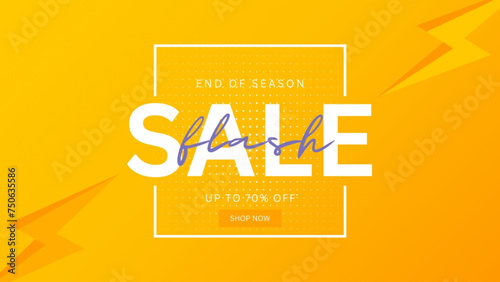 Flash Sale Shopping Poster or banner with Flash icon and 3D text on orange background. Flash Sales banner template design for social media and website.