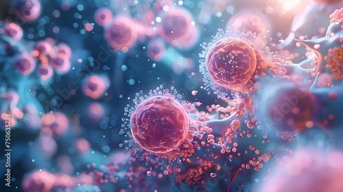 Stylized illustration of Cancer Cells in the Human Body