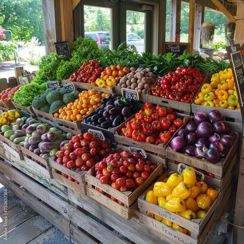 Fresh Vegetable Market: Vibrant display of fresh, organic vegetables at a local market, encouraging a healthy diet © Nico