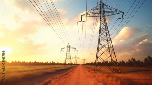 High voltage electric pole and transmission lines