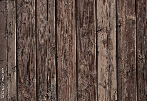 Texture of old brown wooden plank fence