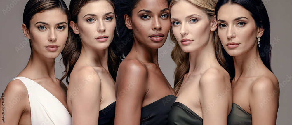 Diverse Beauty Women Showcasing Unity in Fashion Wallpaper Background Poster Card Brainstorming Fabric Model Diverse Beauty Women Showcasing Unity in Fashion Wallpaper Background Poster Card Brainstorming Fabric Model