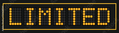 Orange color led banner in word limited on black background