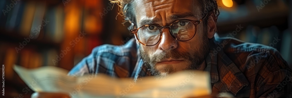 Worker Stressed Worried Reading Bad News, Background Banner