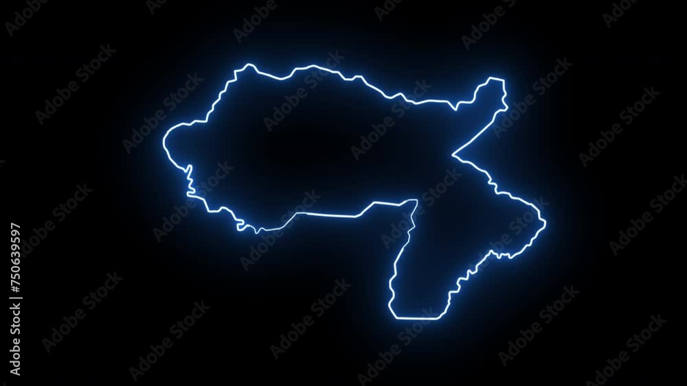 map of Dahuk in iraq with glowing neon effect