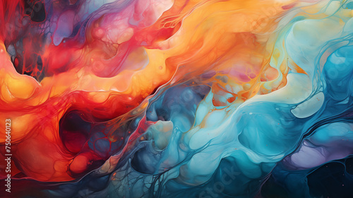 Fluid Artwork of Warm and Cool Hues