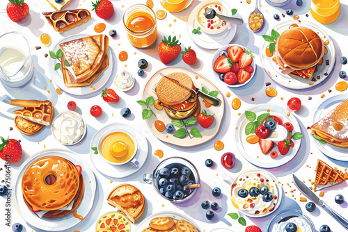 Delightful Array of Pancakes and Fresh Berries Breakfast