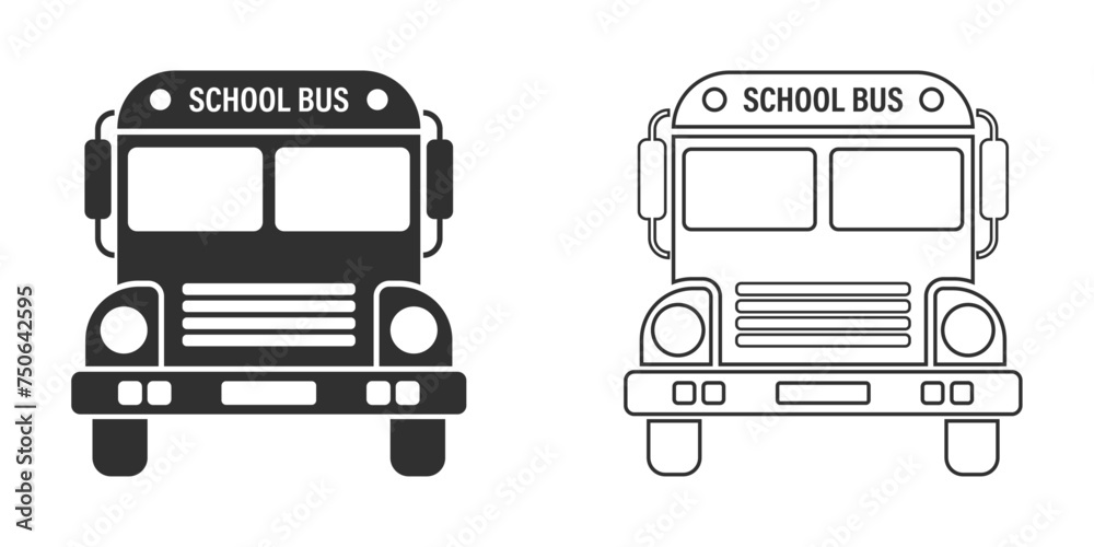 School bus van black sign icon vector illustration School bus van black sign icon vector illustration