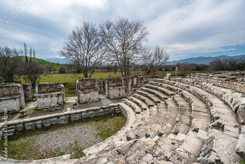 Scenic views from Afrodisias which  was a small ancient  Hellenistic city in the Caria,  was named after Aphrodite, the Greek goddess of love in Aydın, Turkey