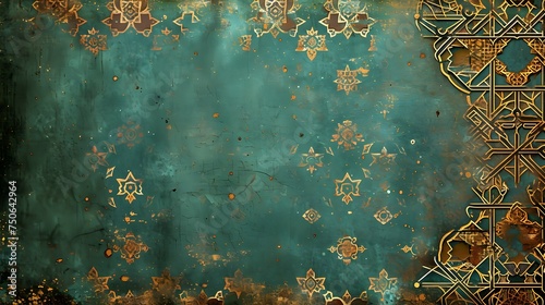 Photo islamic decoration background with arabic lantern crescent islamic pattern with copy space 