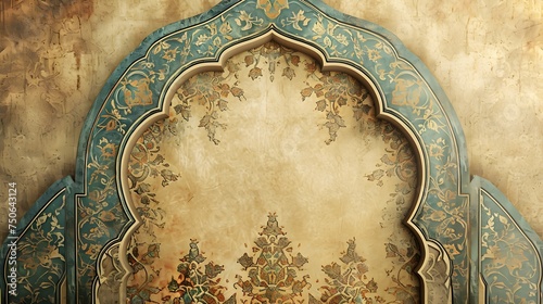 Photo islamic decoration background with arabic lantern crescent islamic pattern with copy space 