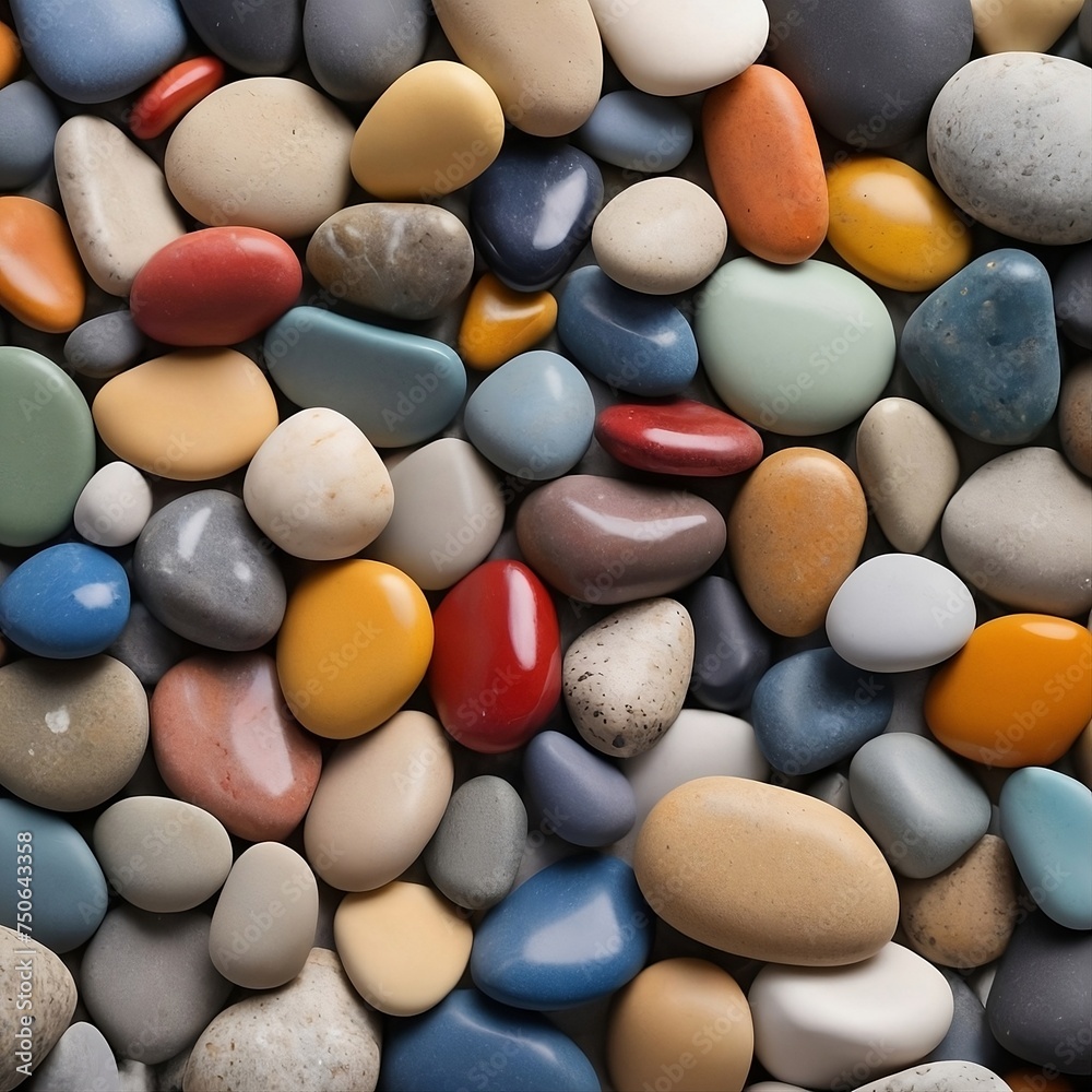 A High-Quality Photo Featuring a Colorful Beach Stones Background A High-Quality Photo Featuring a Colorful Beach Stones Background