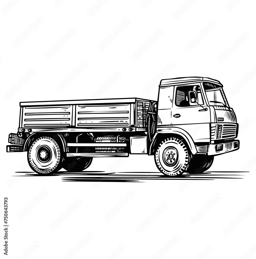 Hand drawn truck vector illustration
