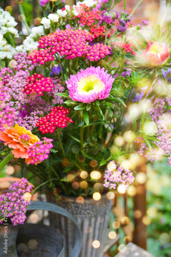 bouquet of flowers - Beautiful autumn bouquet with dahlias and chrysanthemums - season greeting card bouquet of flowers - Beautiful autumn bouquet with dahlias and chrysanthemums - season greeting card