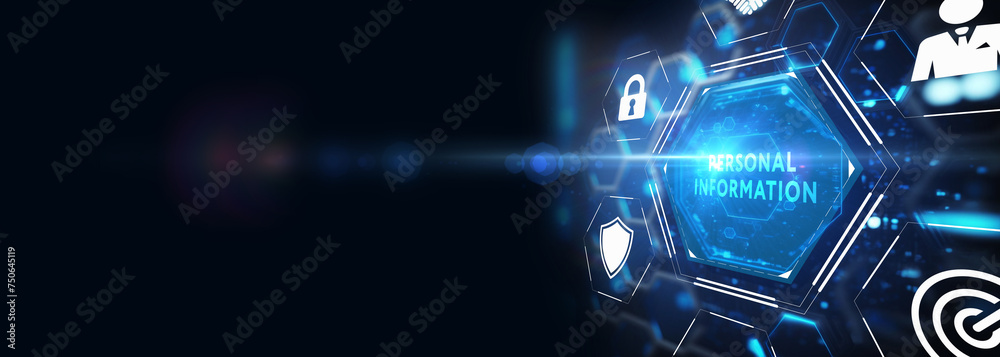 Obraz premium Safety concept: Personal Information on digital background. 3d illustration