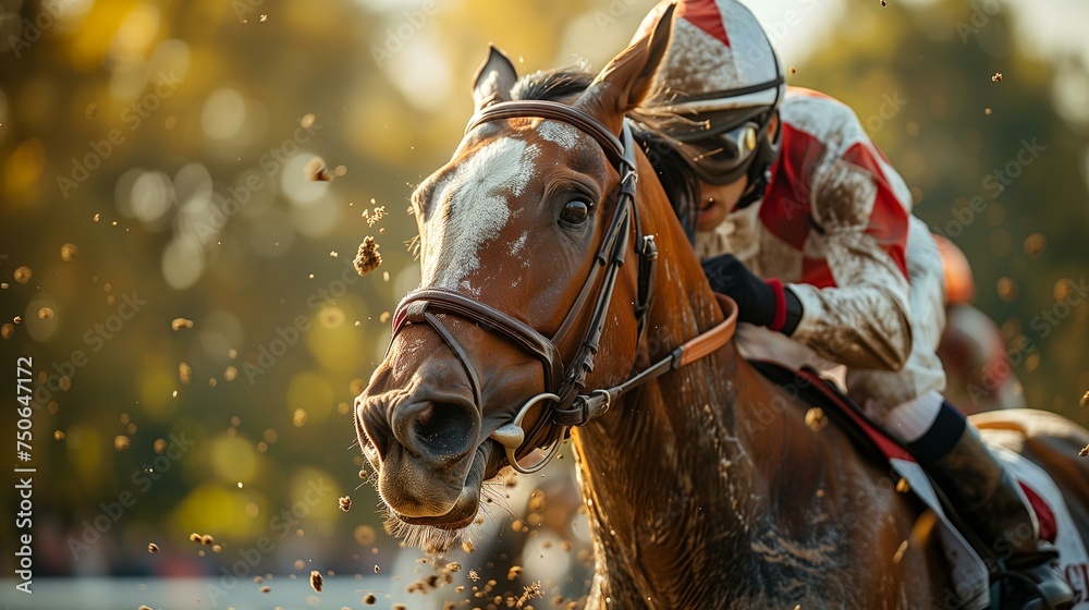 Obraz premium Horse Racing Intensity, Jockey in Action