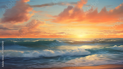 Dreamy Ocean Sunset wallpaper © ArtStockVault