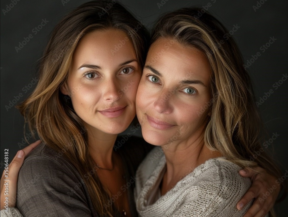 Stunning high-resolution photo of a young mother and adult daughter