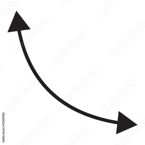 Dual sided arrow. Curved arc shape. Semicircular thin double ended arrow. Dual sided arrow Vector.