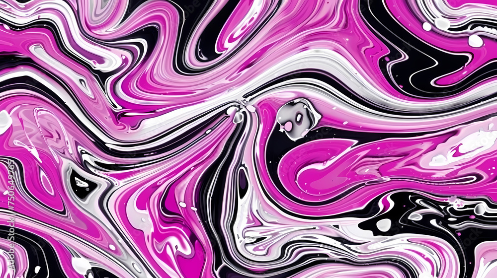 Obraz premium Abstract Swirling Art in Vivid Pink and Black Tones