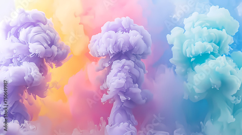 Colorful Clouds of Rainbow Colored Smoke in Pastel Hues