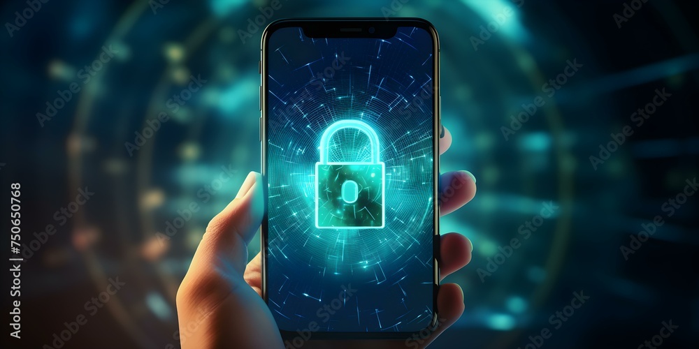 Promoting the importance of secure passwords for financial accounts with a mobile app. Concept Online Security, Password Strength, Financial Protection, Mobile App, Cybersecurity - obrazy, fototapety, plakaty 