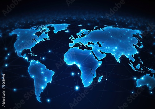 overview of the globe with an internet connection, Telecommunication and data transfer, Communication technology with global internet network