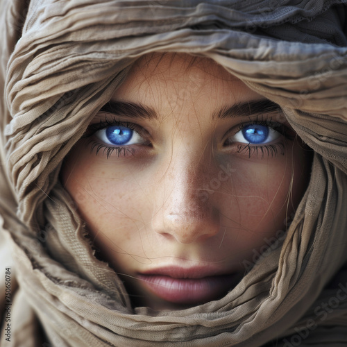 Freeman woman with spice blue eyes photo