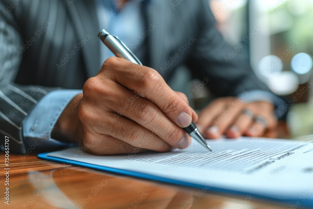 business man signing a contract. business man signing a contract.