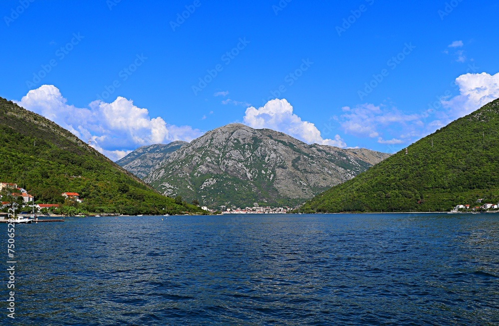 Montenegro, view of the Bay of Kotor of the Adriatic Sea and mountains