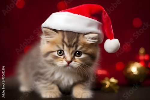 baby cat in santa hat