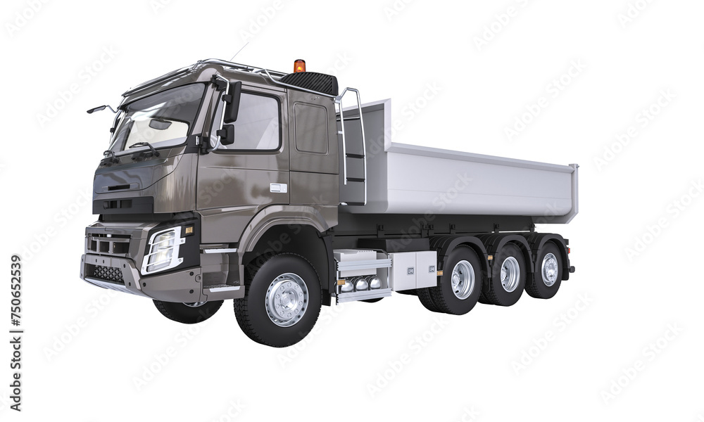 Modern heavy dump truck on white background