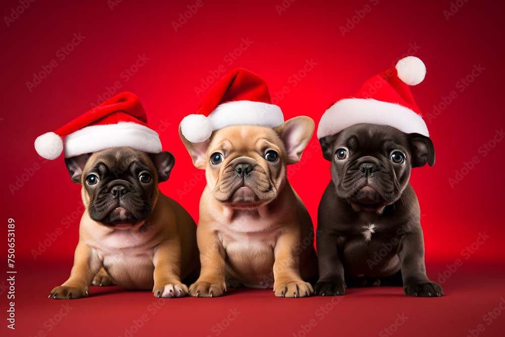 A Group of Baby Dogs Celebrating Christmas – Perfect for Spreading Holiday Happiness!