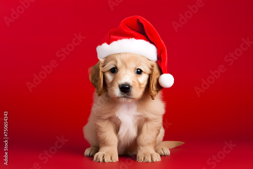 Sweet Baby Dog in a Santa Hat – Add Cuteness and Warmth to Your Holiday Content! © ShadowHero