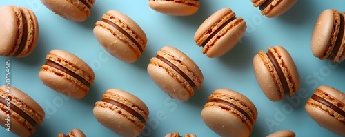 Wallpaper Mural Macaroon on Blue Background: Professional Photo with Copy Space. Concept Food Photography, Dessert Styling, Commercial Product Shoots, Colorful Backdrops, Copy Space Concepts Torontodigital.ca