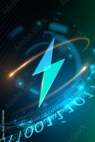 Technology background with electric sign and light effects