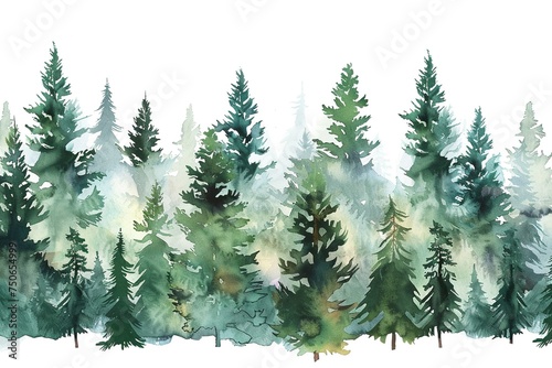 Pine Forest water color style isolate on white Clip art