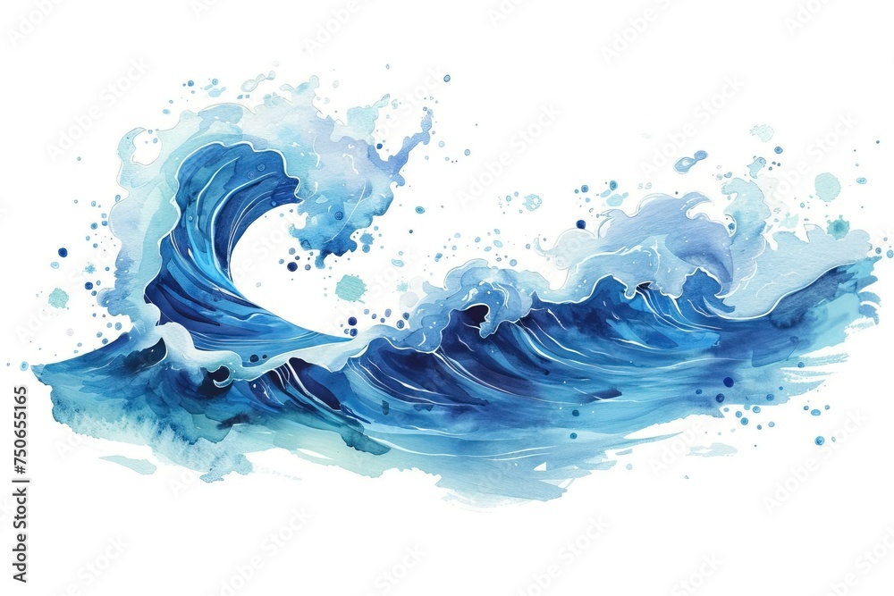 Ocean Waves water color style,isolate on white,Clip art Ocean Waves water color style,isolate on white,Clip art