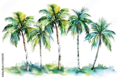 Palm Trees water color style isolate on white Clip art