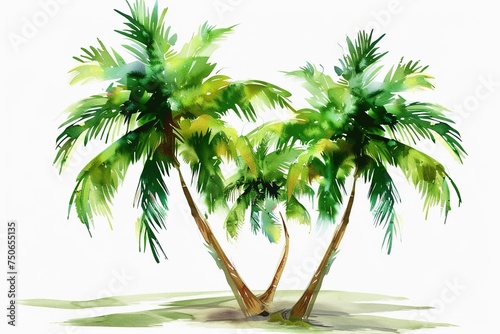 Palm Trees water color style isolate on white Clip art