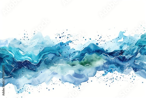 Ocean Waves Abstracts water color style,isolate on white,Clip art