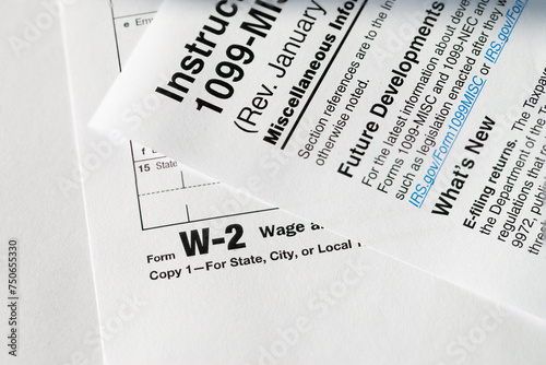 1099 Misc. and W2 Internal Revenue Service tax forms.